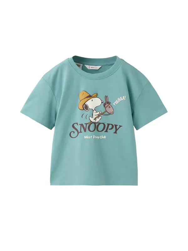 MANGO KIDS MANGO KIDS Majica 'SNOOPY'  turkizna / čokolada / žafran / bela
