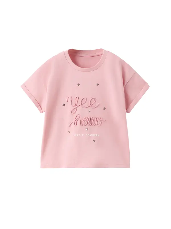 MANGO KIDS MANGO KIDS Majica 'YEE'  roza / staro roza
