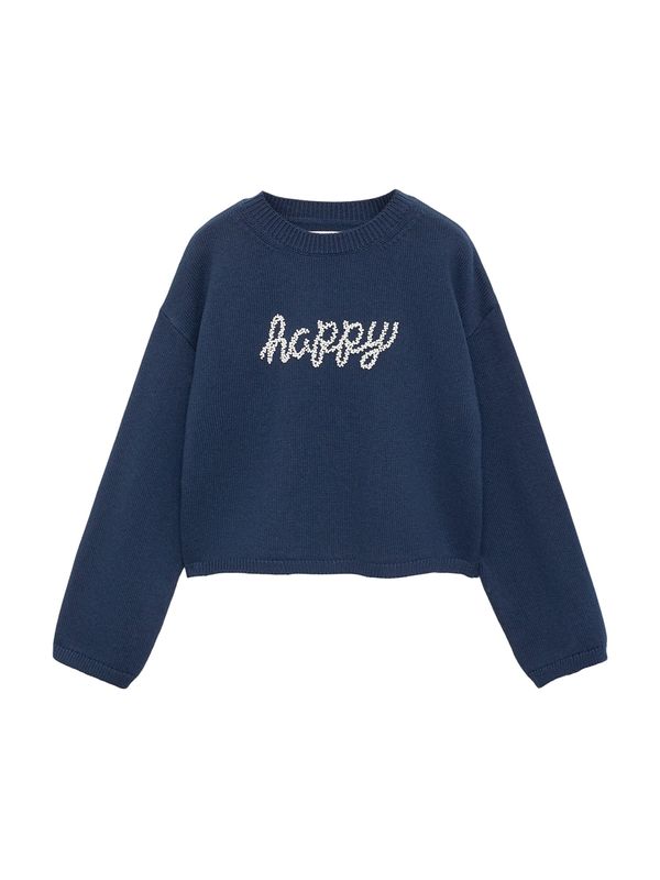 MANGO KIDS MANGO KIDS Pulover 'HAPPY'  mornarska / bela