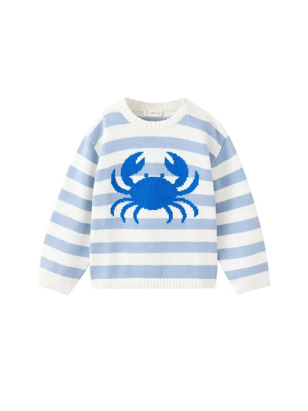 MANGO KIDS MANGO KIDS Pulover 'RO'  modra / golobje modra / bela