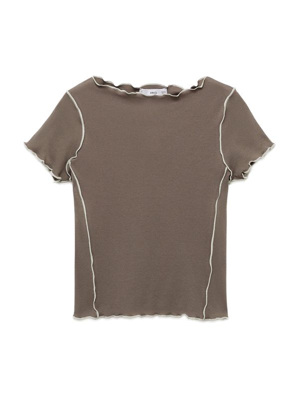 MANGO MANGO Majica 'CURLITA'  rjava / bela