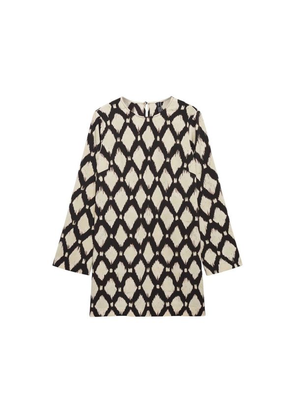 MANGO MANGO Obleka  ecru / črna