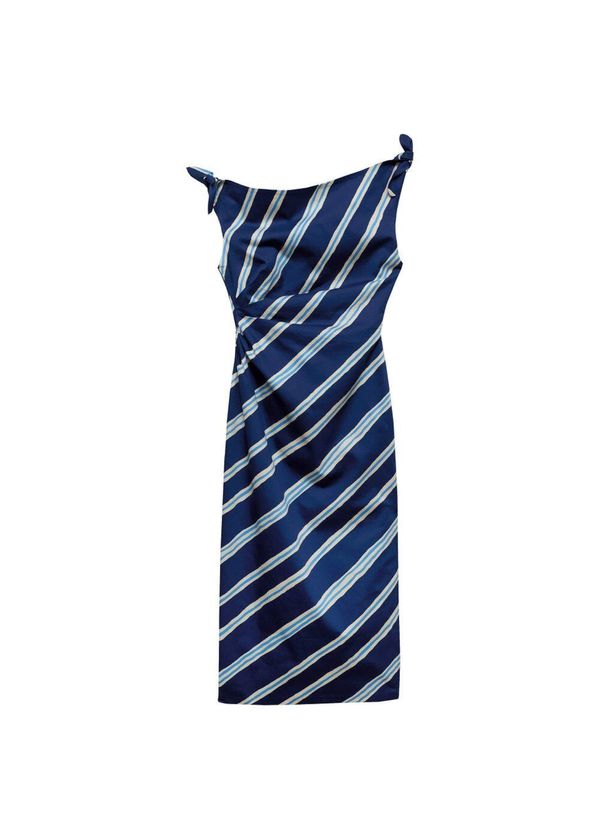 MANGO MANGO Obleka 'Salome'  azur / temno modra / bela