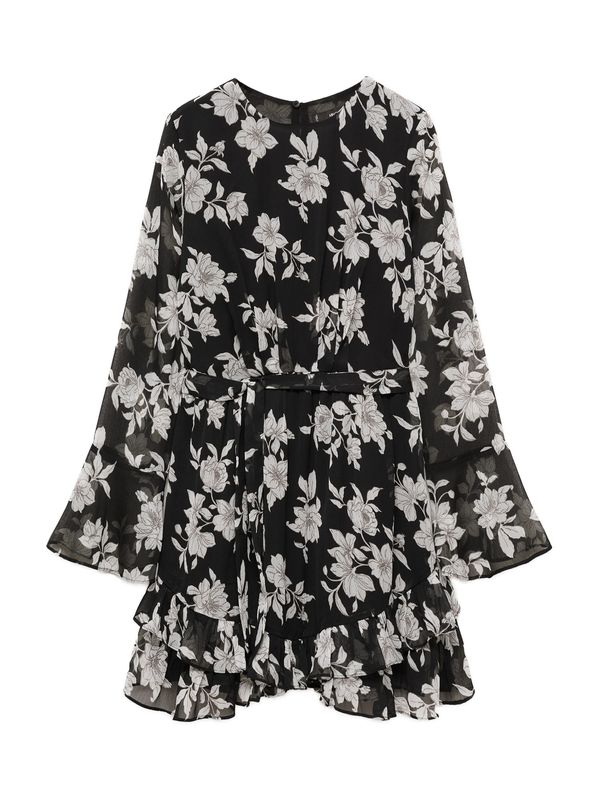 MANGO MANGO Obleka 'Swan'  svetlo siva / črna