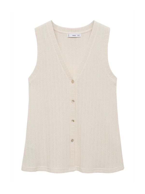 MANGO MANGO Pleten brezrokavnik 'Lime'  svetlo bež