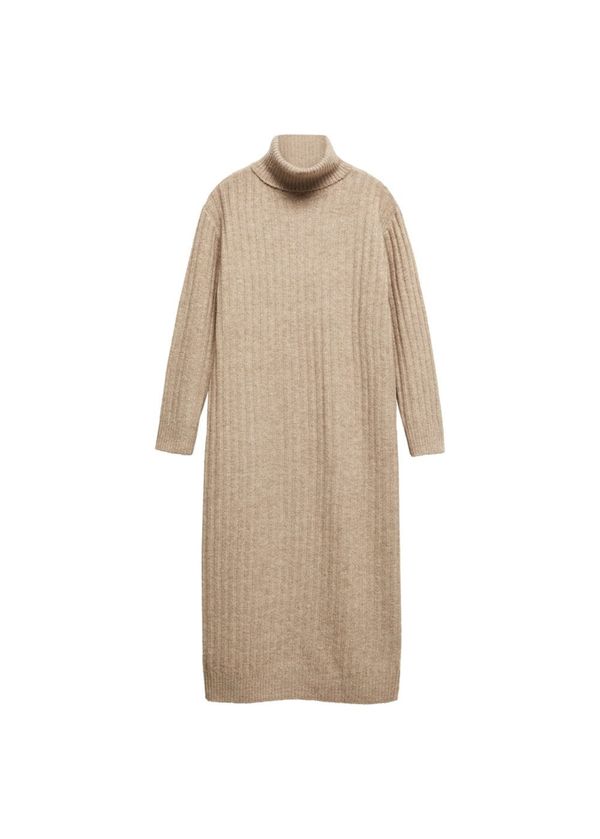 MANGO MANGO Pletena obleka 'TALDORIN'  bež