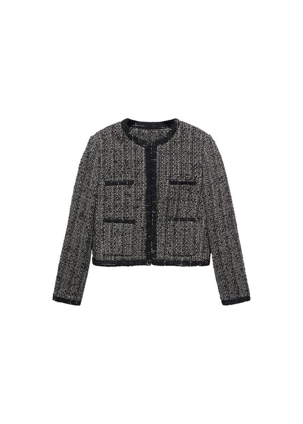 MANGO MANGO Prehodna jakna 'Piping'  črna / bela