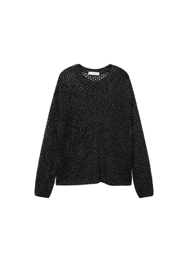 MANGO MANGO Pulover 'Colmena'  črna / srebrna