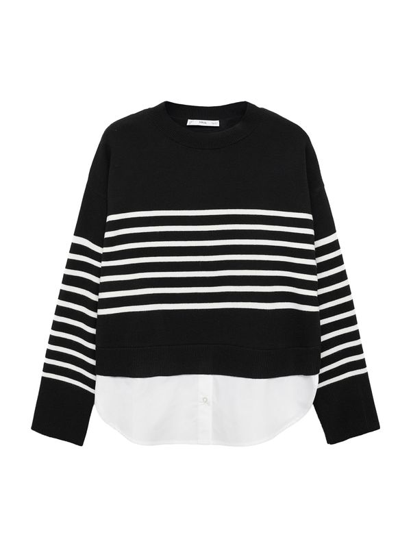 MANGO MANGO Pulover 'GARANCE'  črna / bela