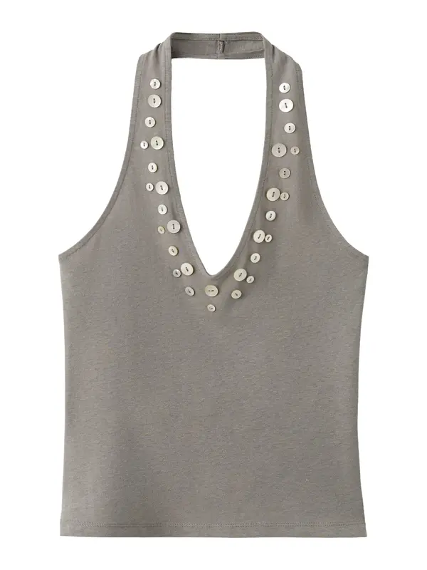 MANGO MANGO Top 'NACAR'  temno siva / biserno bela