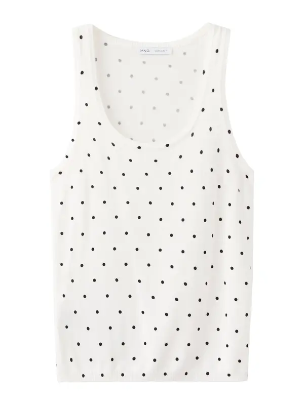 MANGO MANGO Top z naramnicami 'SEVILLA'  črna / bela