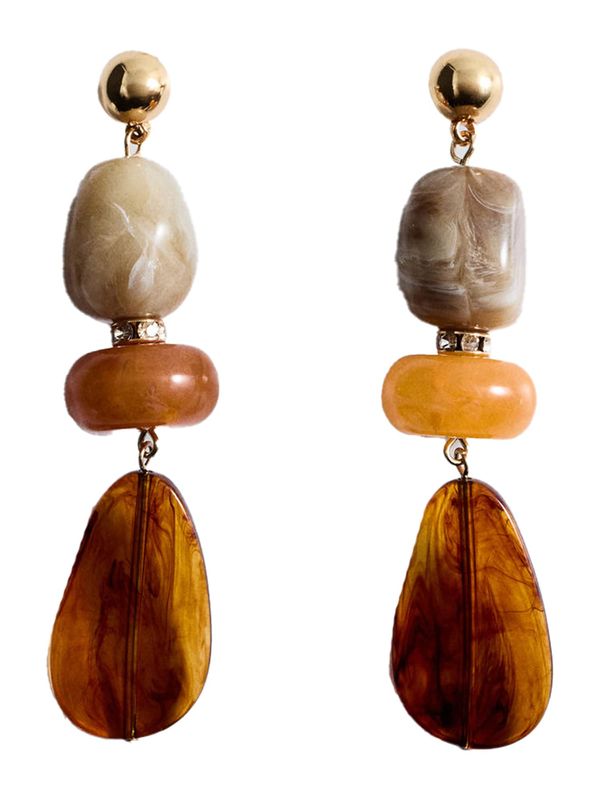 MANGO MANGO Uhani 'FERNI'  konjak / zlata / kamen / oranžna