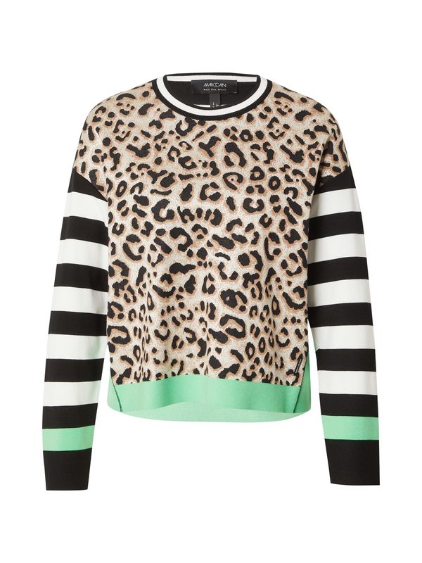 Marc Cain Marc Cain Pulover  pikčasto rjava / svetlo zelena / črna / bela