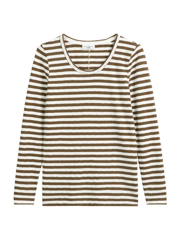 Marc O'Polo DENIM Marc O'Polo DENIM Majica  temno rjava / bela