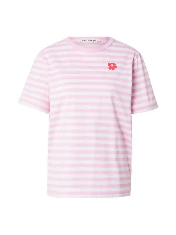 Marimekko Marimekko Majica 'Tasaraita Unikko'  fuksija / svetlo roza / bela