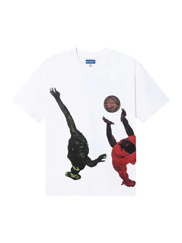 MARKET MARKET Funkcionalna majica 'Jump Ball'  temno rdeča / črna / bela
