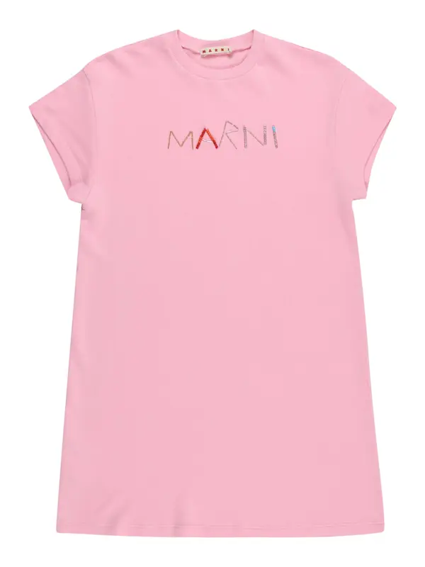 Marni Marni Obleka  svetlo roza / rdeča / srebrna