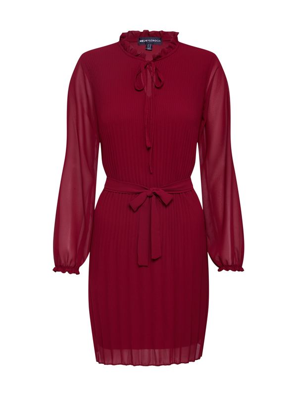 Mela London Mela London Obleka 'LONG SLEEVE PLEATED BELTED DRESS'  rdeča