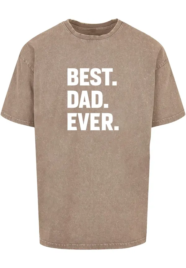 Merchcode Merchcode Majica 'Fathers Day - Best Dad Ever'  pikčasto rjava / bela
