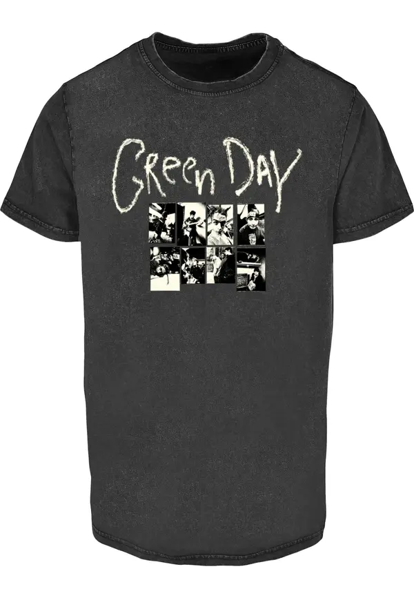 Merchcode Merchcode Majica 'Green Day Collage'  črna / bela