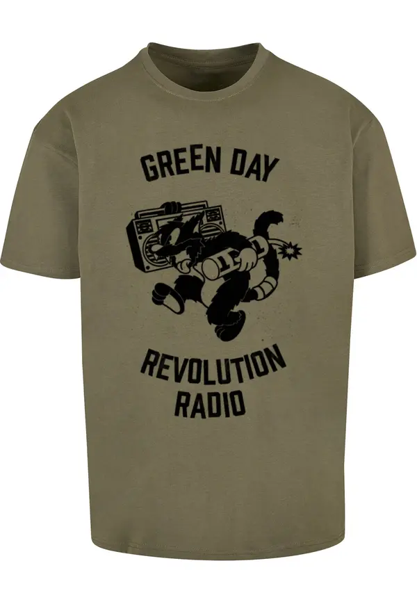 Merchcode Merchcode Majica 'Green Day Revolution Radio'  oliva / črna