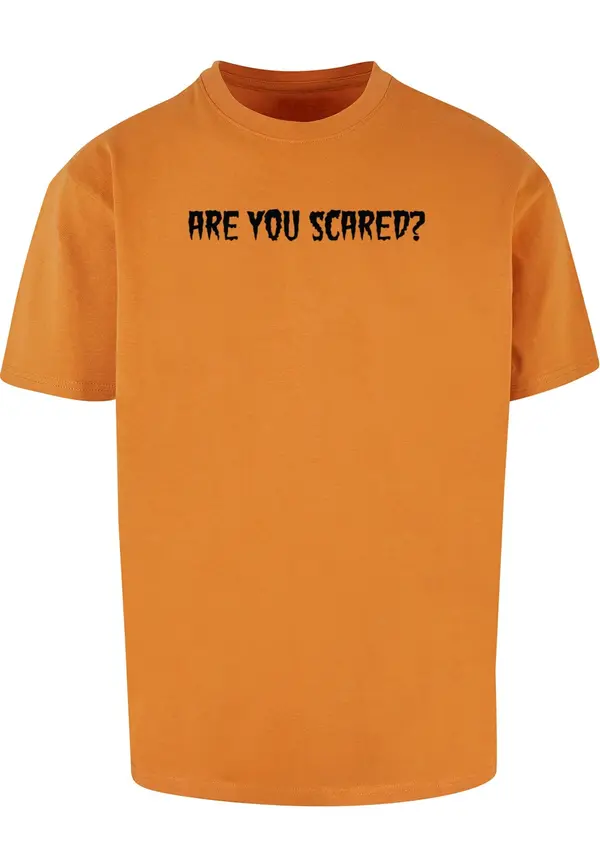 Merchcode Merchcode Majica 'Halloween - Are  You Scared'  temno oranžna / črna