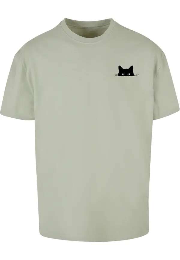 Merchcode Merchcode Majica 'Halloween - Cat Tee'  oliva / črna