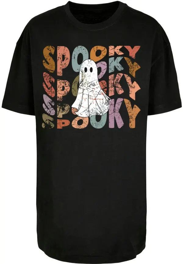 Merchcode Merchcode Majica 'Halloween - Spooky Ghost'  svetlo modra / pastelno lila / črna / bela