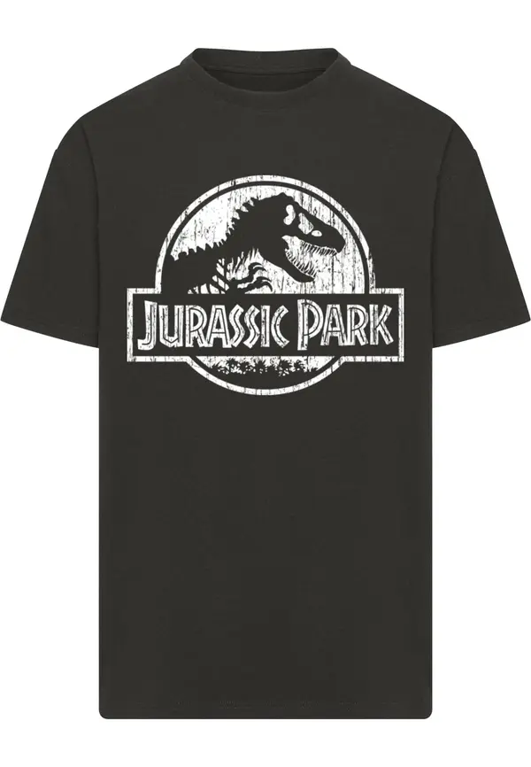 Merchcode Merchcode Majica 'Jurassic Park Distressed'  črna / bela