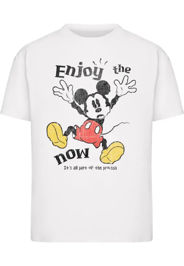 Merchcode Merchcode Majica 'Mickey Mouse Enjoy The Now'  rumena / rdeča / črna / bela