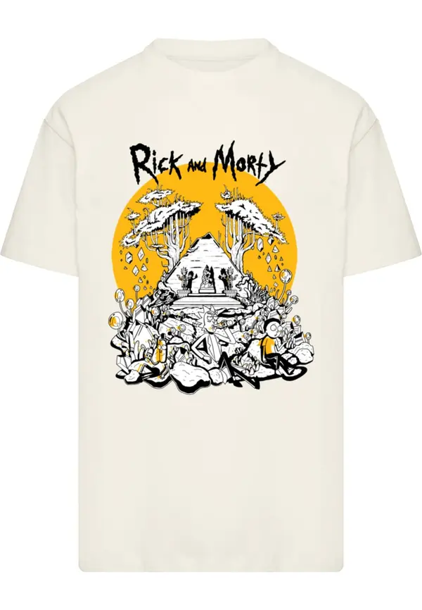 Merchcode Merchcode Majica 'Rick and Morty - Rest and Ricklaxation'  pesek / kari / črna / bela