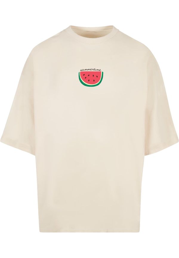 Merchcode Merchcode Majica 'Summer - Summertime'  svetlo bež / zelena / rdeča