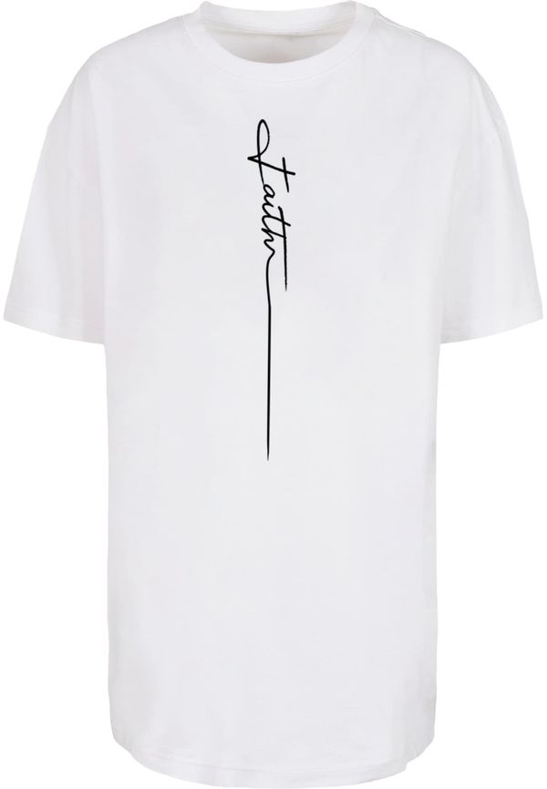 Merchcode Merchcode Široka majica 'Faith Boyfriend'  črna / bela