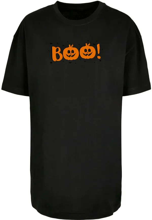 Merchcode Merchcode Široka majica 'Halloween - Boo Pumpkin'  temno oranžna / črna