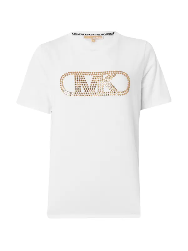 MICHAEL Michael Kors MICHAEL Michael Kors Majica 'EMPIRE'  zlata / bela