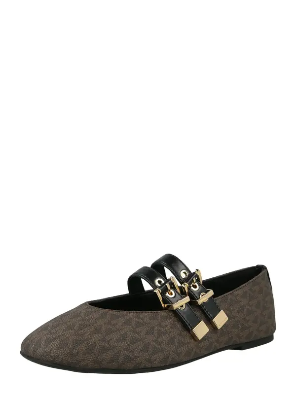 MICHAEL Michael Kors MICHAEL Michael Kors Odprte balerinke 'ROWEN'  rjava / brokat / črna