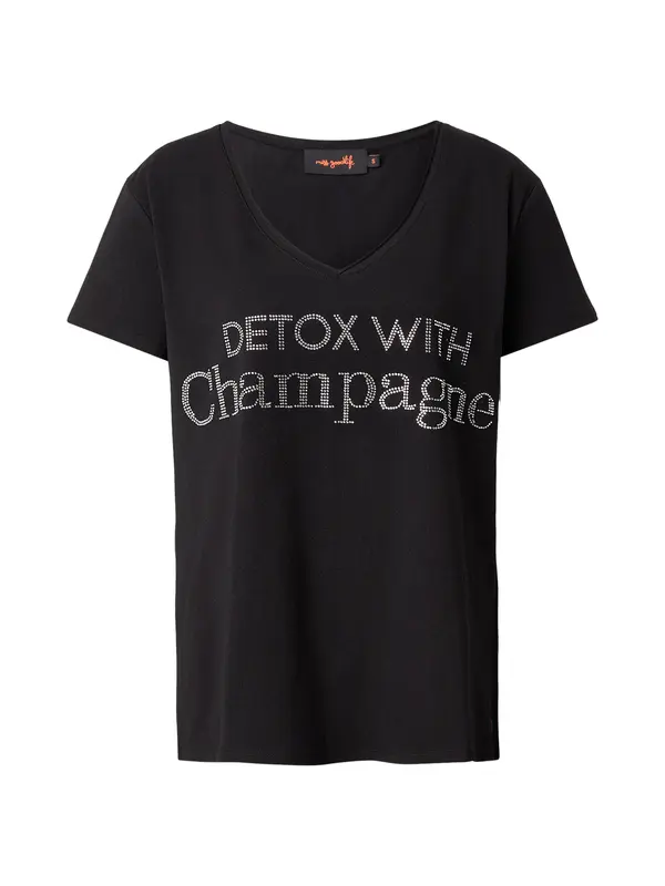 miss goodlife miss goodlife Majica 'Detox With Champagne'  črna / srebrna