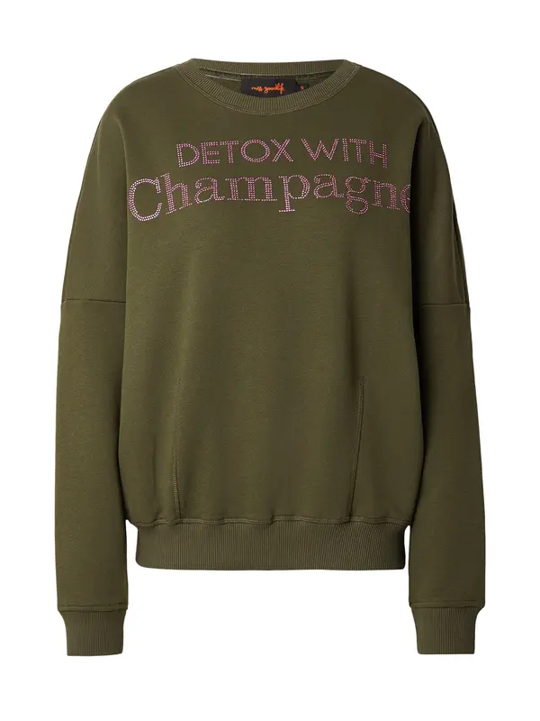 miss goodlife miss goodlife Majica 'Detox With Champange'  oliva / svetlo roza