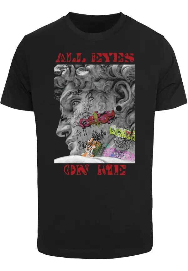 Mister Tee Mister Tee Majica 'All Eyes Face Statue'  siva / temno rdeča / črna