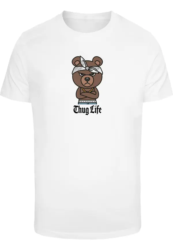 Mister Tee Mister Tee Majica 'Bandana Bear Sketch'  čokolada / svetlo siva / črna / bela