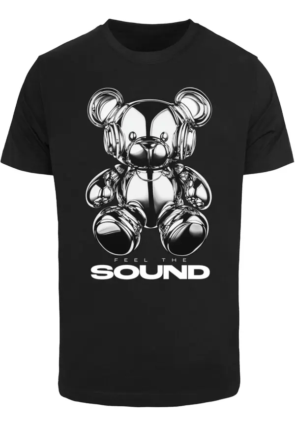 Mister Tee Mister Tee Majica 'Feel The Sound Chrome Bear'  siva / črna / bela