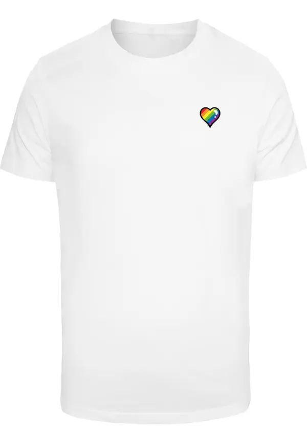 Mister Tee Mister Tee Majica 'Glossy Heart Pride'  rumena / lila / ognjeno rdeča / bela