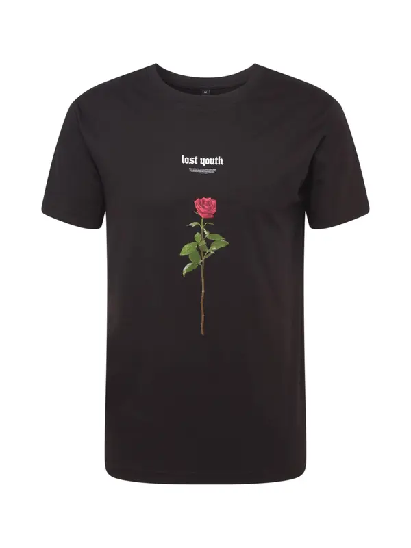 Mister Tee Mister Tee Majica 'Lost Youth Rose'  zelena / češnjevo rdeča / črna / bela