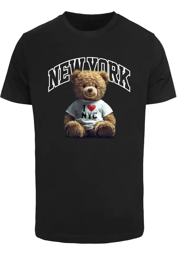 Mister Tee Mister Tee Majica 'New York College Bear'  rjava / krvavo rdeča / črna / bela