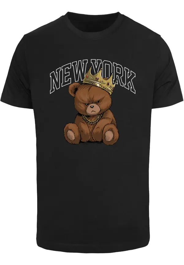 Mister Tee Mister Tee Majica 'NY Crowned Bear'  rjava / črna / bela