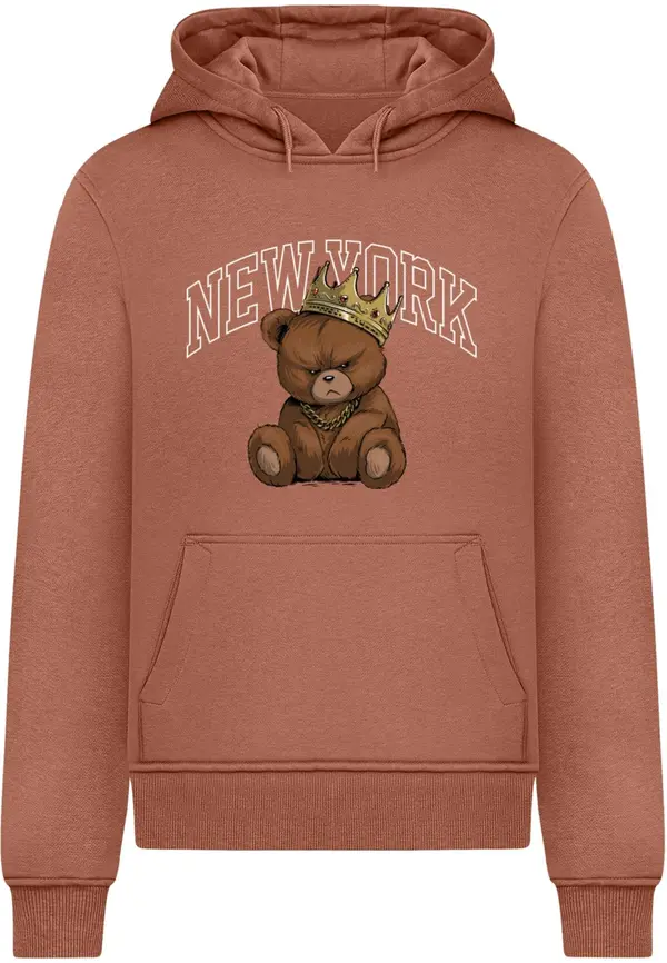 Mister Tee Mister Tee Majica 'NY Crowned Bear'  rjava / karamel / kostanj rjava / bela
