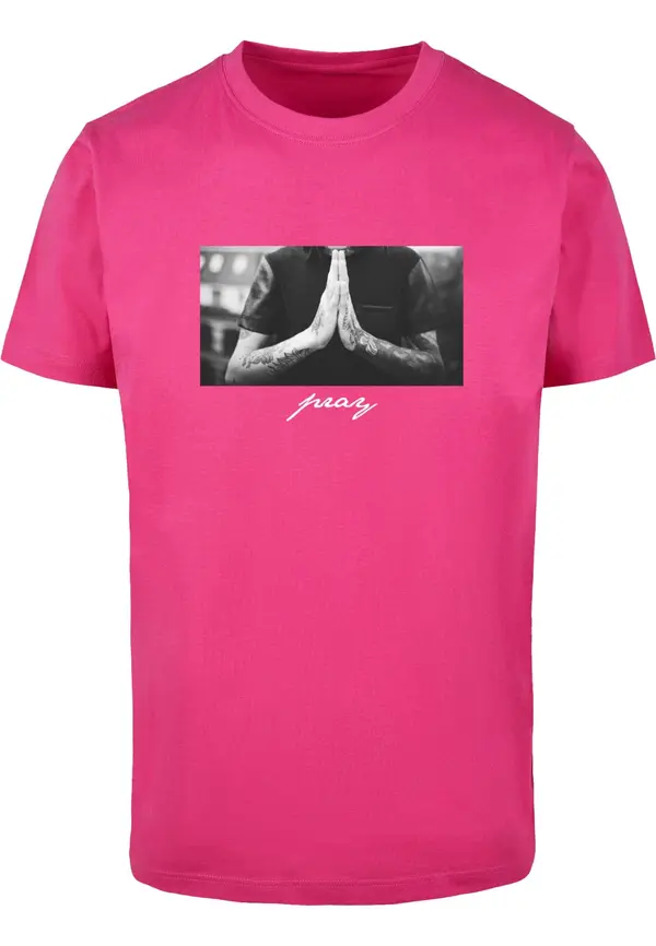 Mister Tee Mister Tee Majica 'Pray'  siva / roza / črna / bela