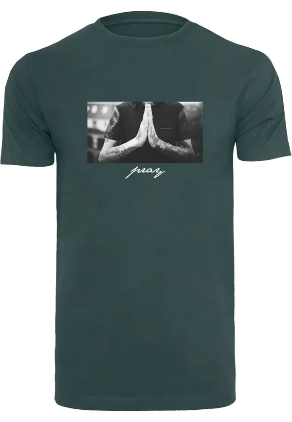Mister Tee Mister Tee Majica 'Pray'  svetlo siva / temno zelena / črna / bela