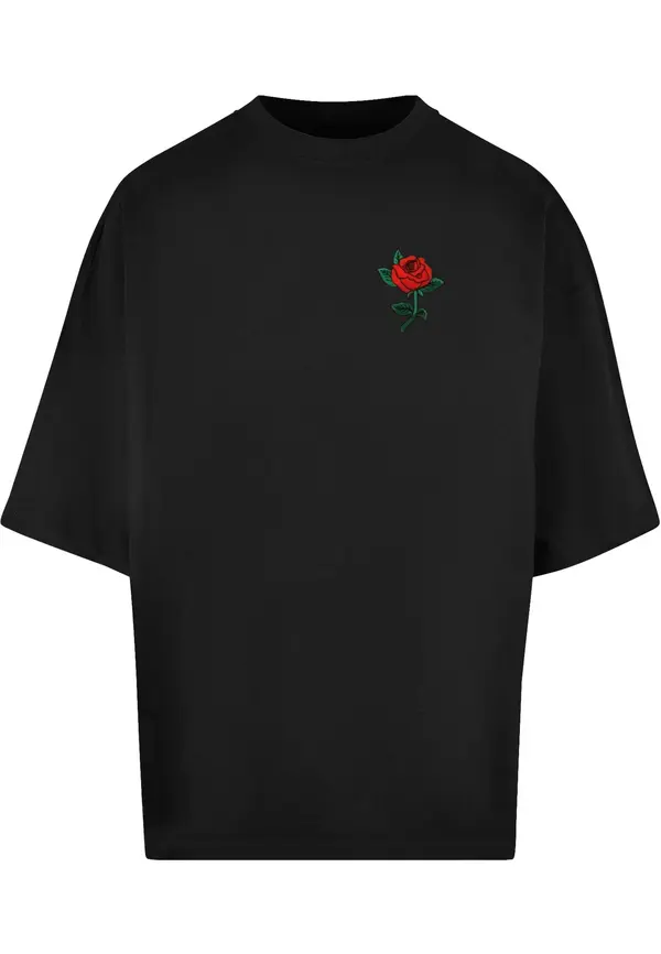 Mister Tee Mister Tee Majica 'Rose'  temno zelena / rdeča / črna