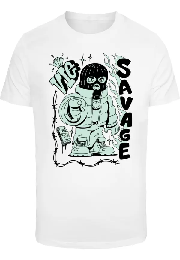 Mister Tee Mister Tee Majica 'Savage Balaclava'  meta / črna / bela